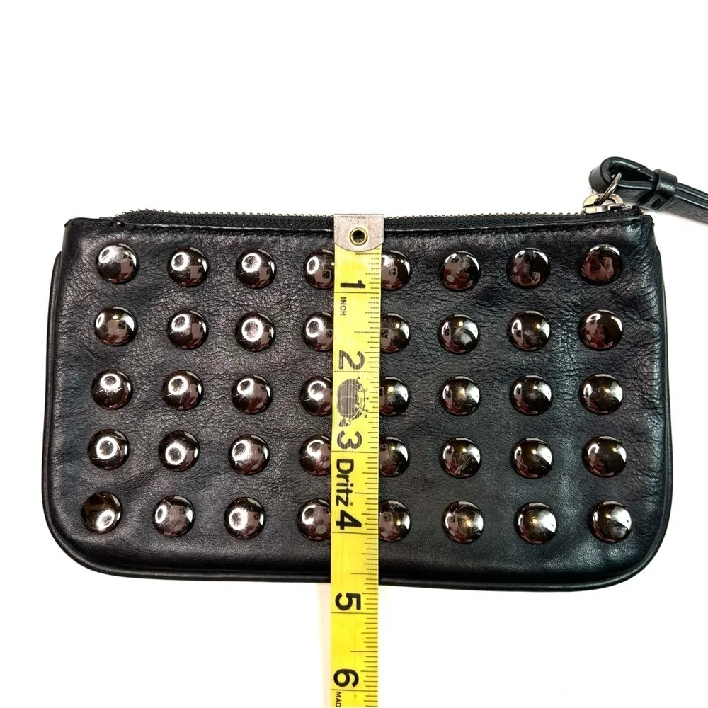 J. Crew Black Leather Small Wristlet with Studs
